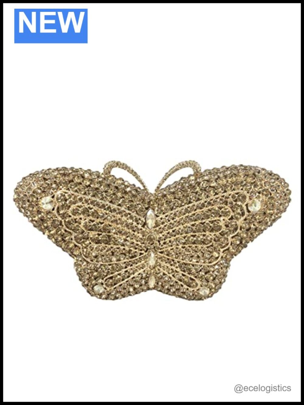 Crystal Butterfly Clutch Rhinestone Evening Bag Bridal Purse Metal Frame